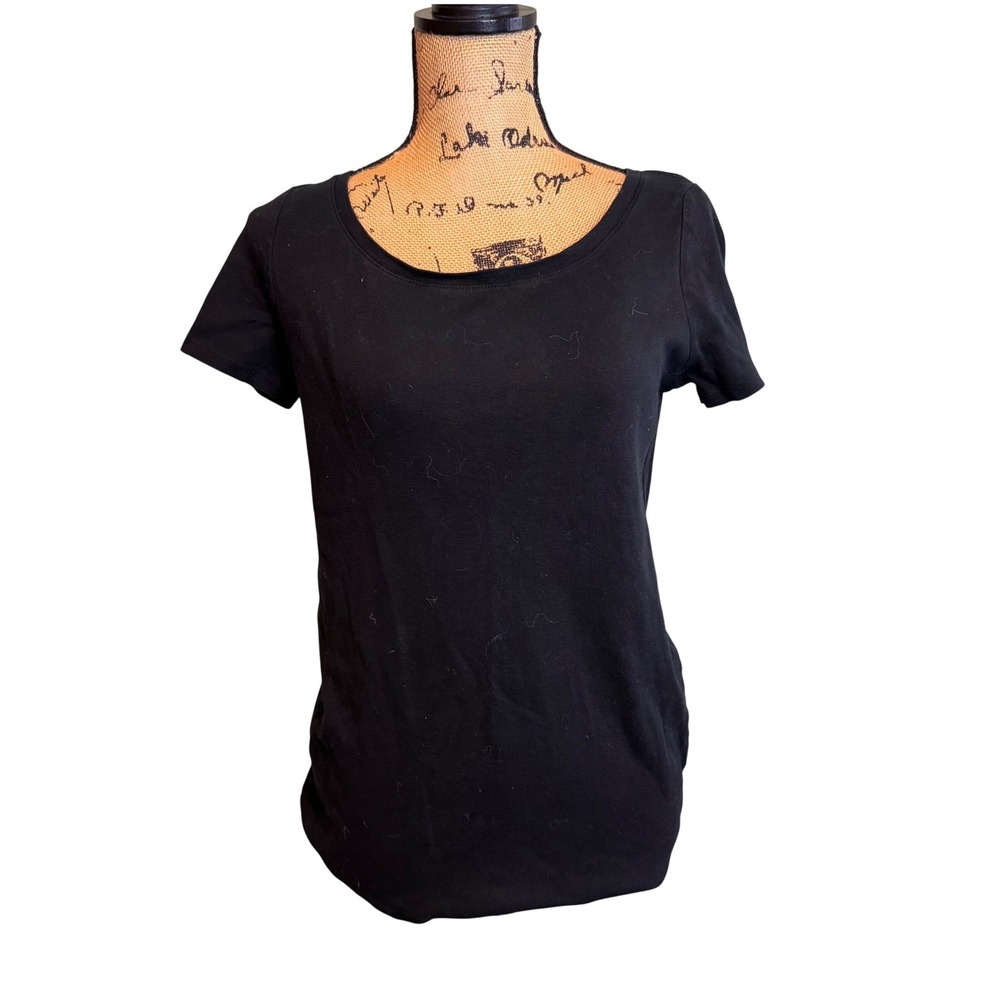 Merona The Ultimate Tee Black Short Sleeve Scoop Neck Cotton T-Shirt Medium